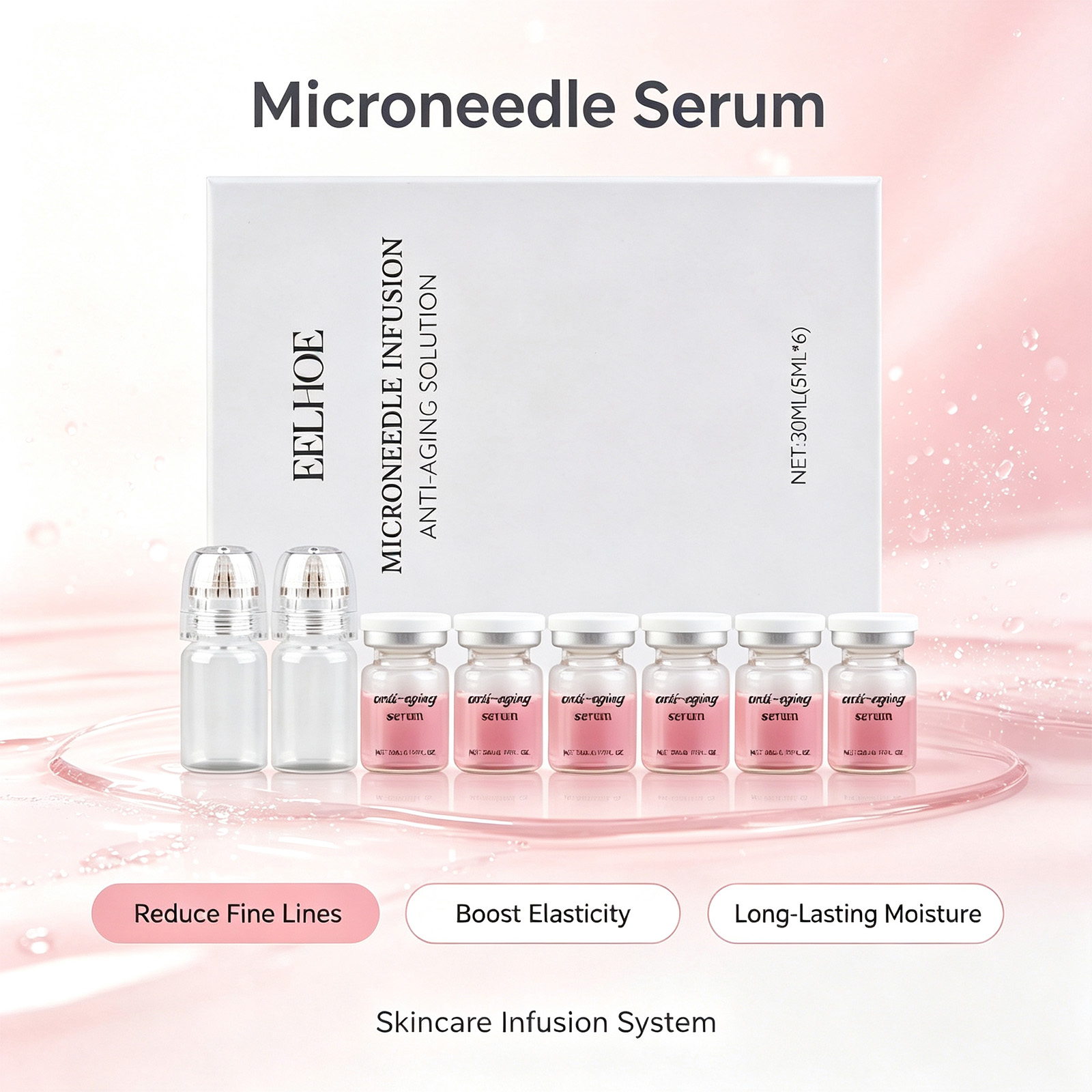 Hyaluronic Acid Facial Serum - 0,2 mm Mikro İğneli Serum Seti,
