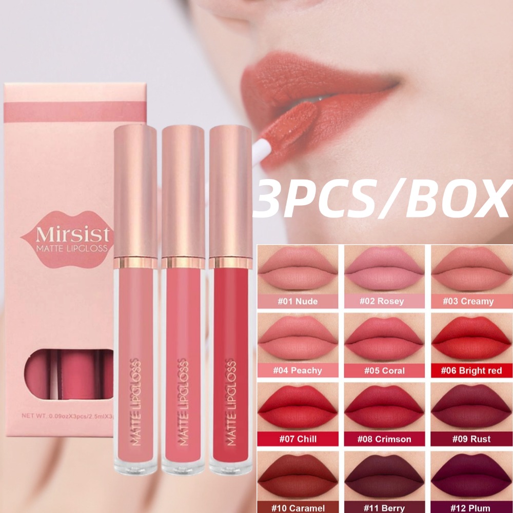 3 adet/takım Çıplak Dudak Parl - Matte Velvet Lip Tint Long Lasting incelemesi ve fiyatı
